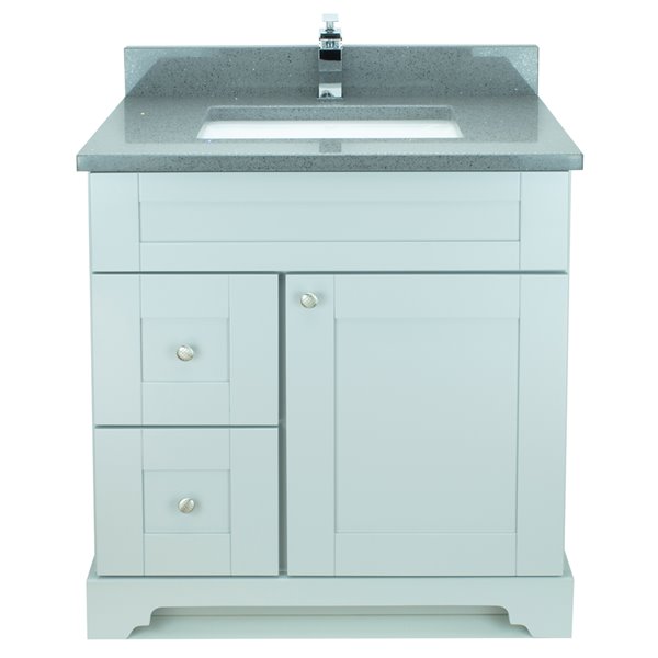 Lukx Bold Damian Vanity With Quartz, Bathroom Vanity With Sink Drawers On Left Side