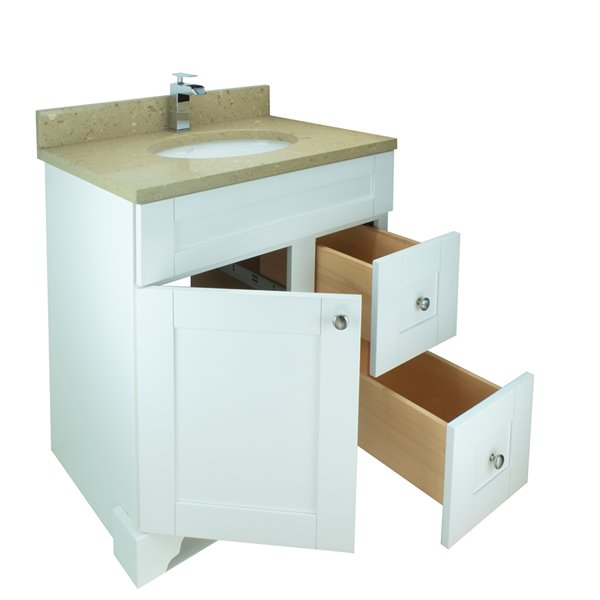 Meuble-lavabo simple Bold Damian par Lukx blanc de 30 po avec comptoir en quartz brun