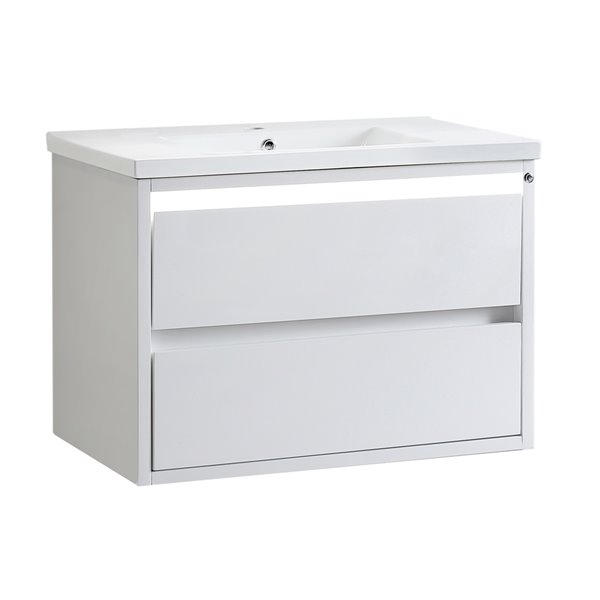 Lukx Modo Alex White 32-in Single Sink Bathroom Vanity with White Ceramic Top