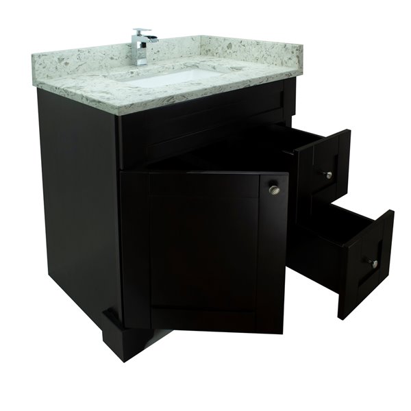 Lukx Bold Damian 36-in Espresso Single Sink Bathroom Vanity With Milky Way Quartz Top