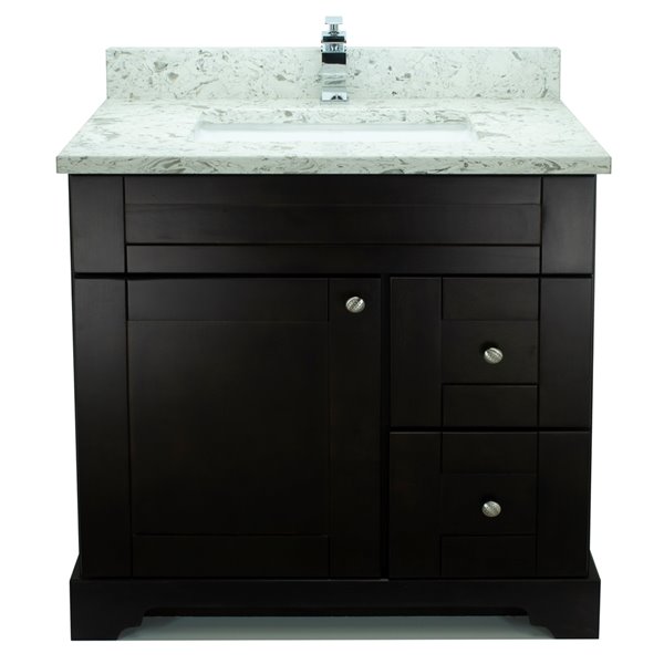 Lukx Bold Damian 36-in Espresso Single Sink Bathroom Vanity With Milky Way Quartz Top