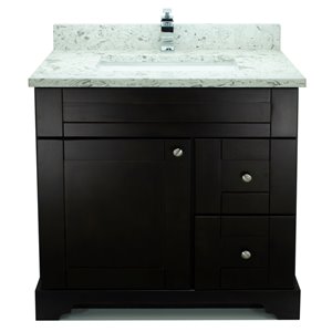 Lukx Bold Damian 36-in Espresso Single Sink Bathroom Vanity With Milky Way Quartz Top