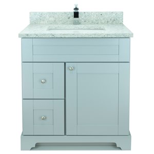 LUKX Bold Damian 24-in Grey Single Sink Bathroom Vanity with Topaz White Quartz Top