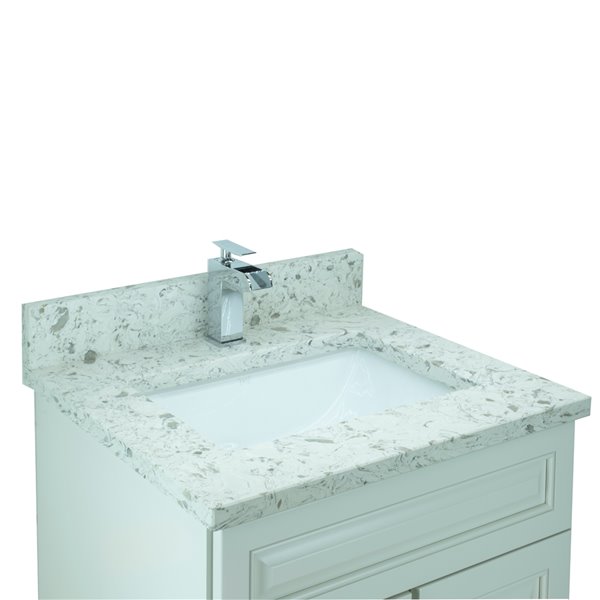 LUKX Bold Damian 31-in Antique White Single Sink Bathroom Vanity with Milky Way Quartz Top