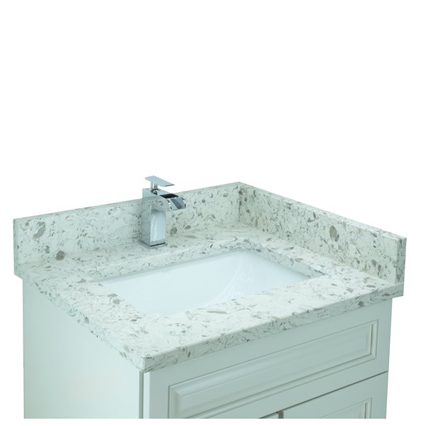 LUKX Bold Damian 31-in Antique White Single Sink Bathroom Vanity with Milky Way Quartz Top