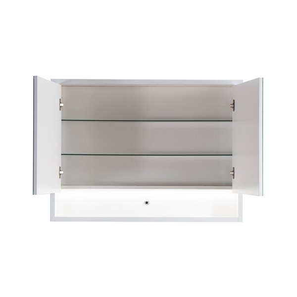 Lukx Modo Alex Medicine Cabinet With Led Light 40 In X 6 In X 29 In Gloss White Mma 040led Rona