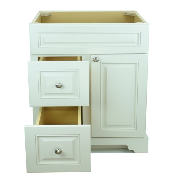 LUKX Bold Damian 30-in Antique White Bathroom Vanity Cabinet with Left-Side Drawers