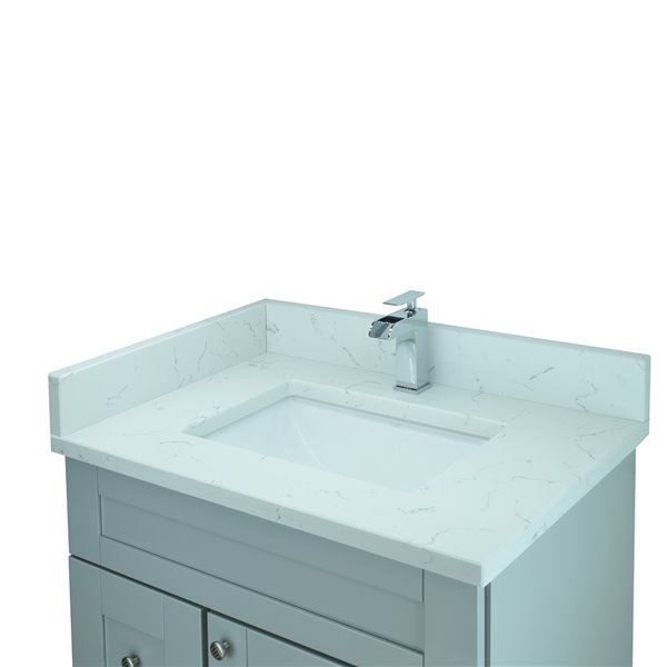 LUKX Bold Damian 31-in Grey Single Sink Bathroom Vanity with Carrara White Quartz Top