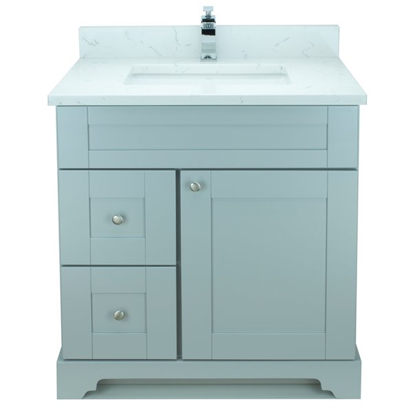 LUKX Bold Damian 31-in Grey Single Sink Bathroom Vanity with Carrara White Quartz Top