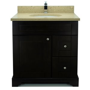 LUKX Bold Damian 31-in Espresso Single Sink Bathroom Vanity with Brown Quartz Countertop