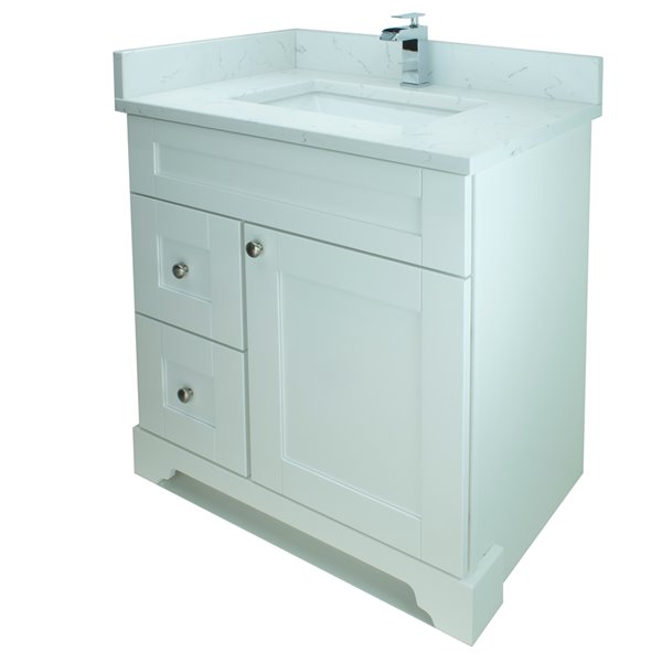 Lukx Bold Damian Vanity With Carrera, Bathroom Vanity With Sink Drawers On Left Side