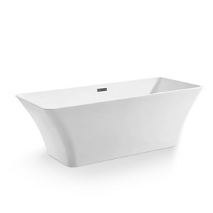 Baignoire autoportante Mark splash de Lukx® avec drain au centre, 95 gallons, 15,75 po de profondeur - blanc