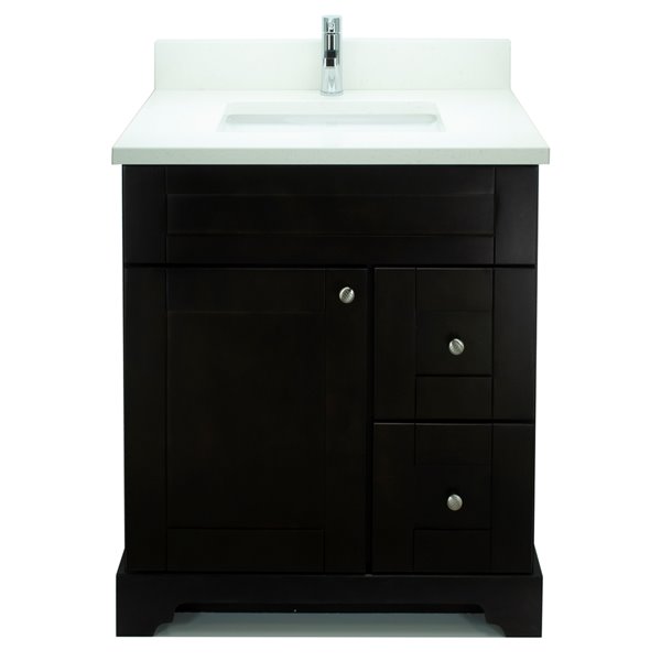 Lukx® Bold Damian Vanity with Silk White Quartz countertop - Right Side ...