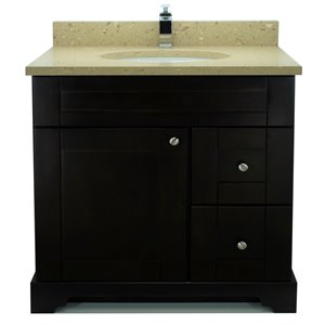 Lukx Bold Damian Espresso 36-in Single Sink Bathroom Vanity with Royal Brown Quartz Top