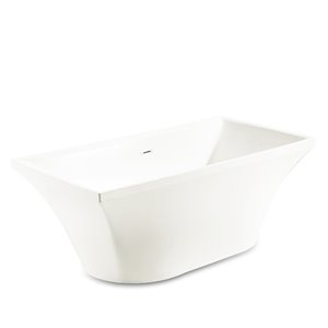 Baignoire autoportante Monika splash de Lukx® avec drain au centre, 67 gallons, 15 po de profondeur - blanc