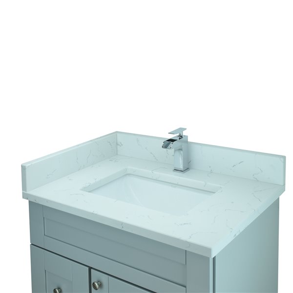 LUKX Bold Damian 24-in Grey Single Sink Bathroom Vanity with White Carrara Quartz Countertop