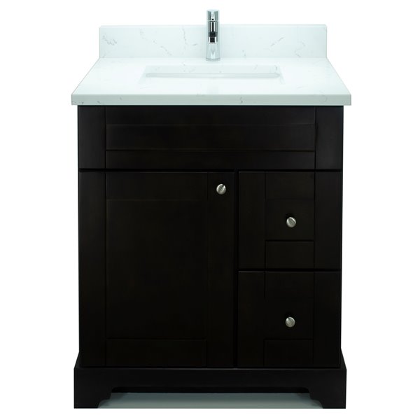 LUKX Bold Damian 24-in Espresso Single Sink Bathroom Vanity with Carrara White Quartz Top