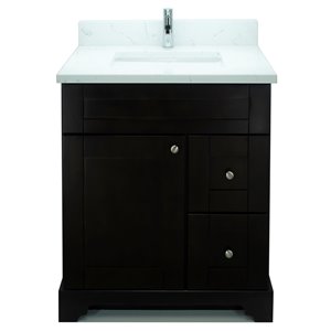 LUKX Bold Damian 24-in Espresso Single Sink Bathroom Vanity with Carrara White Quartz Top