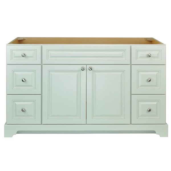 LUKX Bold Damian 60-in Antique White Bathroom Vanity Cabinet with Brushed Nickel Hardware