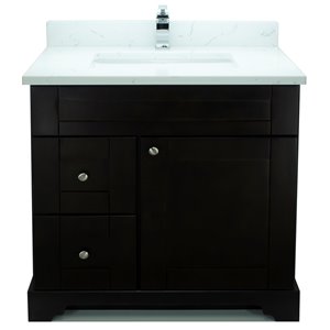 LUKX Bold Damian 36-in Espresso Single Sink Bathroom Vanity with Carrara White Quartz Top