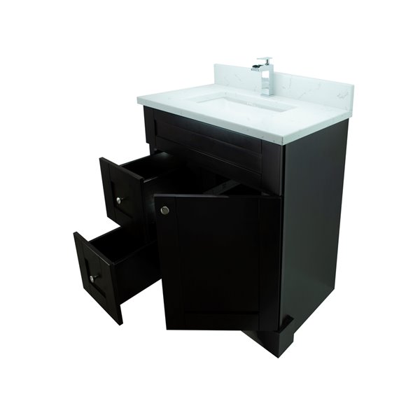 LUKX Bold Damian Espresso 24-in Single Sink Bathroom Vanity with Carrara White Quartz Top