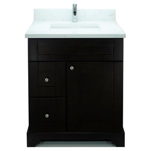 LUKX Bold Damian Espresso 24-in Single Sink Bathroom Vanity with Carrara White Quartz Top