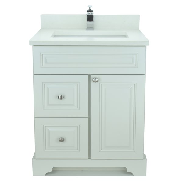 LUKX Bold Damian 30-in Antique White Single Sink Bathroom Vanity With ...