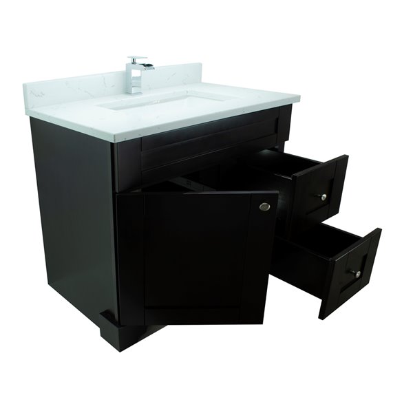 LUKX Bold Damian 36-in Espresso Single Sink Bathroom Vanity with White Carrara Quartz Top