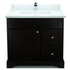 LUKX Bold Damian 36-in Espresso Single Sink Bathroom Vanity with White Carrara Quartz Top