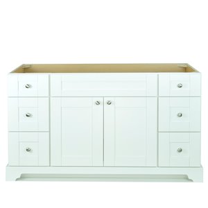 LUKX Bold Damian 60-in White Bathroom Vanity Cabinet with Brushed Nickel Hardware