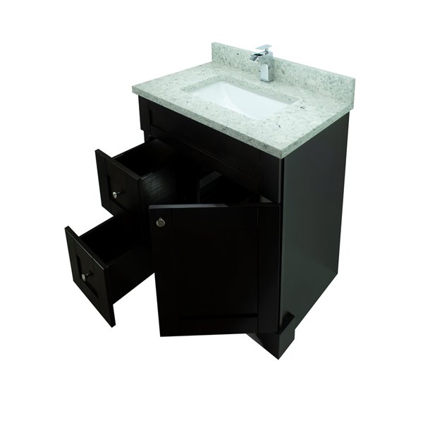 LUKX Bold Damian 24-in Espresso Single Sink Bathroom Vanity with Topaz Quartz Top