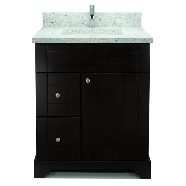 LUKX Bold Damian 24-in Espresso Single Sink Bathroom Vanity with Topaz Quartz Top