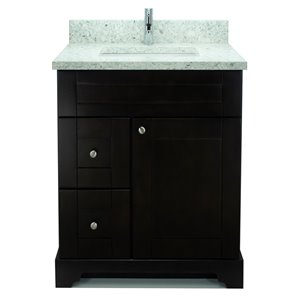 LUKX Bold Damian 24-in Espresso Single Sink Bathroom Vanity with Topaz Quartz Top