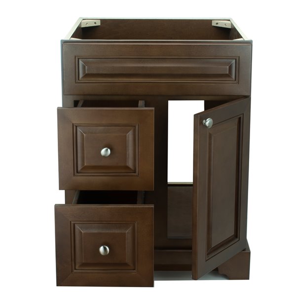 LUKX Bold Damian 24-in Brown Bathroom Vanity Cabinet with Brushed Nickel Hardware