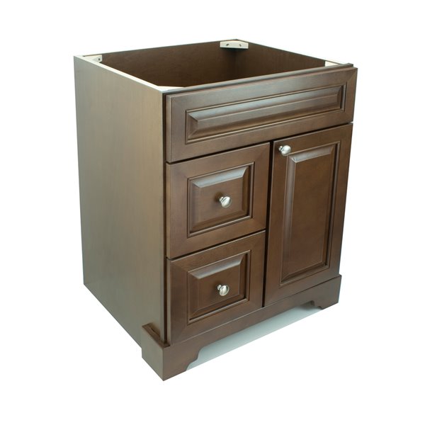 LUKX Bold Damian 24-in Brown Bathroom Vanity Cabinet with Brushed Nickel Hardware