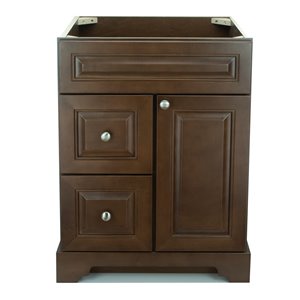 LUKX Bold Damian 24-in Brown Bathroom Vanity Cabinet with Brushed Nickel Hardware