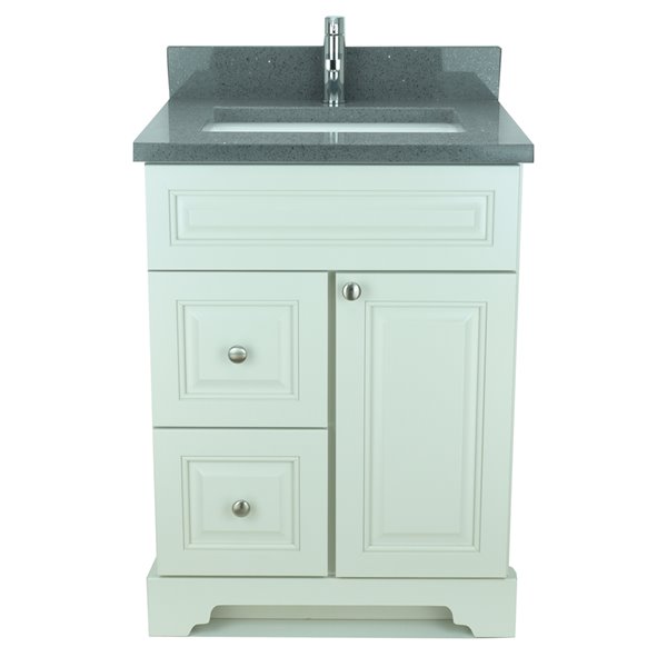 LUKX Bold Damian 24-in Antique White Single Sink Bathroom Vanity With ...