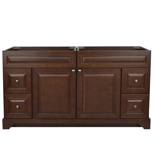 LUKX Bold Damian 60-in Brown Double Sink Bathroom Vanity Cabinet