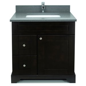 LUKX Bold Damian 30-in Espresso Single Sink Bathroom Vanity with Crystal Grey Quartz Top