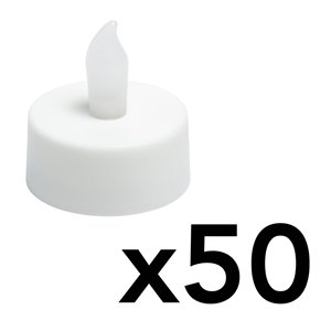 Bougies chauffe-plat à DEL sans flamme de Night Splendor, blanc, paquet de 50