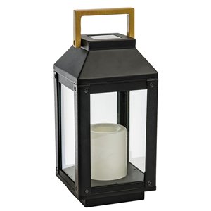 Lanterne solaire avec chandelle sans flamme DEL de Paradise, noir