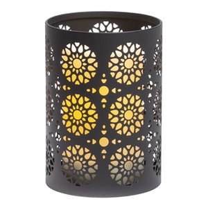 Photophore lumineux en métal à motif avec minuterie programmable de Candle Impressions, 4,25 po x 6 po