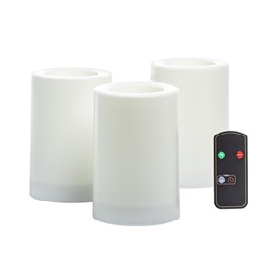 Bougies piliers à DEL sans flamme de Inglow avec télécommande et minuterie, paquet de 3