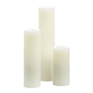 Bougies piliers à DEL sans flamme de Candle Impressions, 4 po/6 po/8 po, crème, paquet de 3
