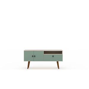 Manhattan Comfort Tribeca TV Stand - 53.94-in - Off-White and Green Mint