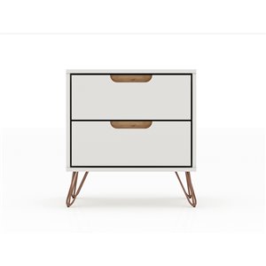 Manhattan Comfort Rockefeller 2.0 Nightstand - 21.65-in - Off-White and Natural