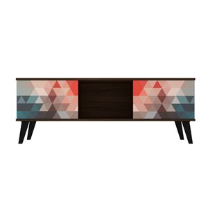 Manhattan Comfort Doyers TV Stand - 53.15-in - Brown, Red and Blue