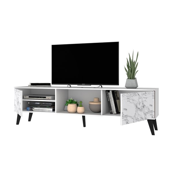 Manhattan Comfort Doyers TV Stand - 78.87-in - White Marble