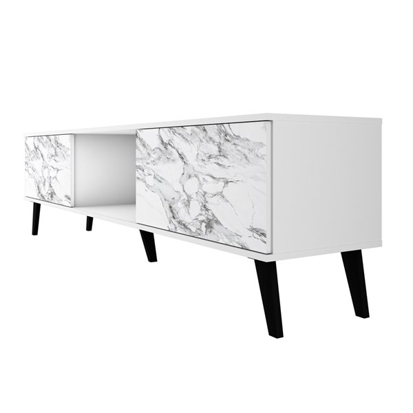 Manhattan Comfort Doyers TV Stand - 78.87-in - White Marble