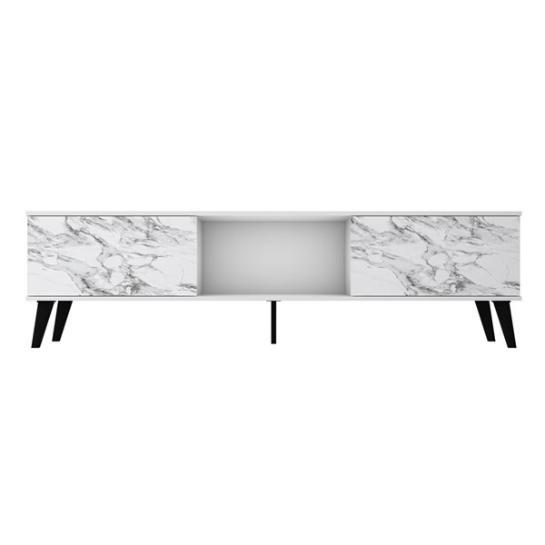 Manhattan Comfort Doyers TV Stand - 78.87-in - White Marble